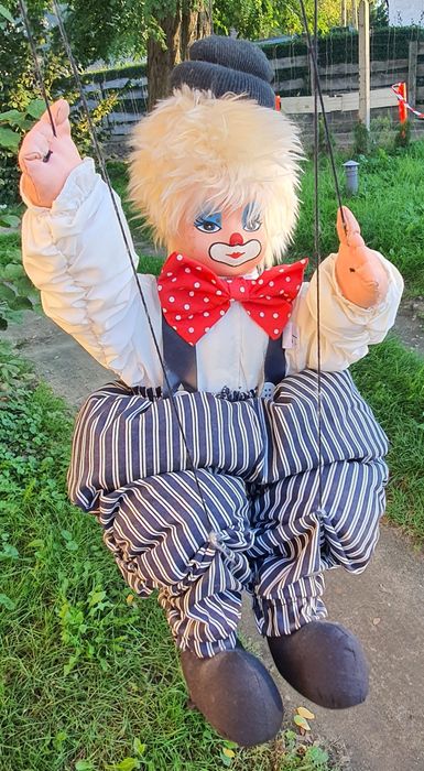 Kolekcjonerska marionetka klaun z prl-u