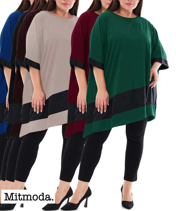 Elegancka modna tunika oversize plus size bawełna 4xl 5xl