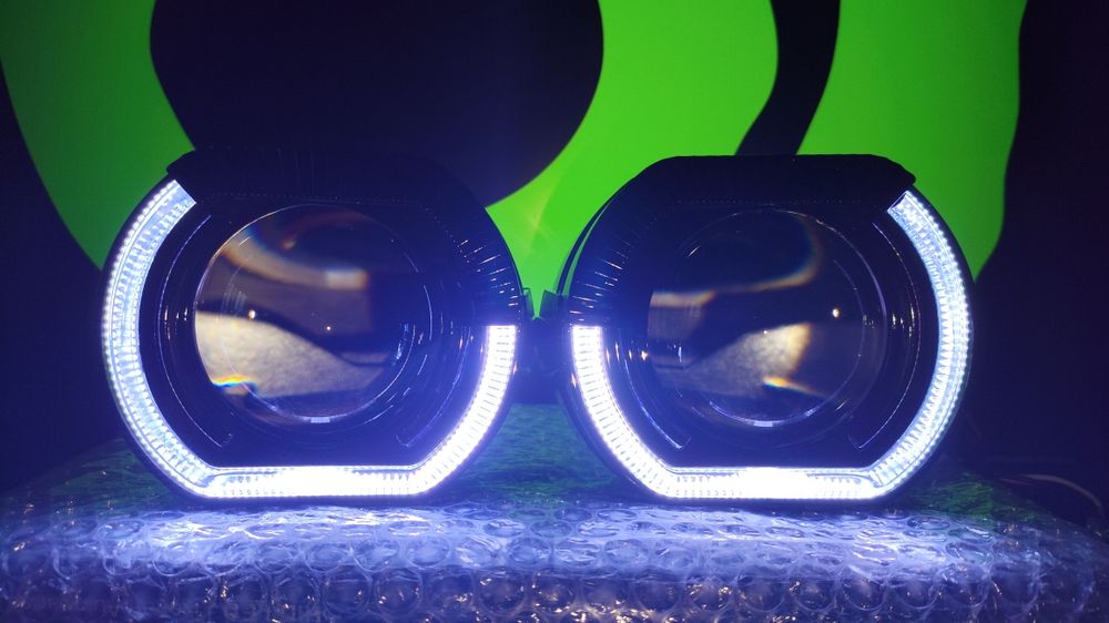 Би-лед Светодиодные линзы Bi-LED H4-H7 "2.5" 6000К 45-52Вт.
