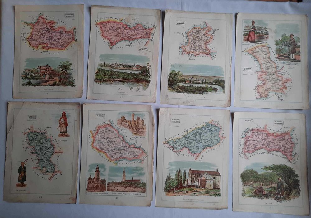 BAZEWICZ Atlas Geograficzny Ilustrowany Królestwa Polskiego 1907 rok.