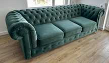 Kanapa Sofa 3 osobowa pikowana Chesterfield SOLARIS 3 butelkowa zieleń