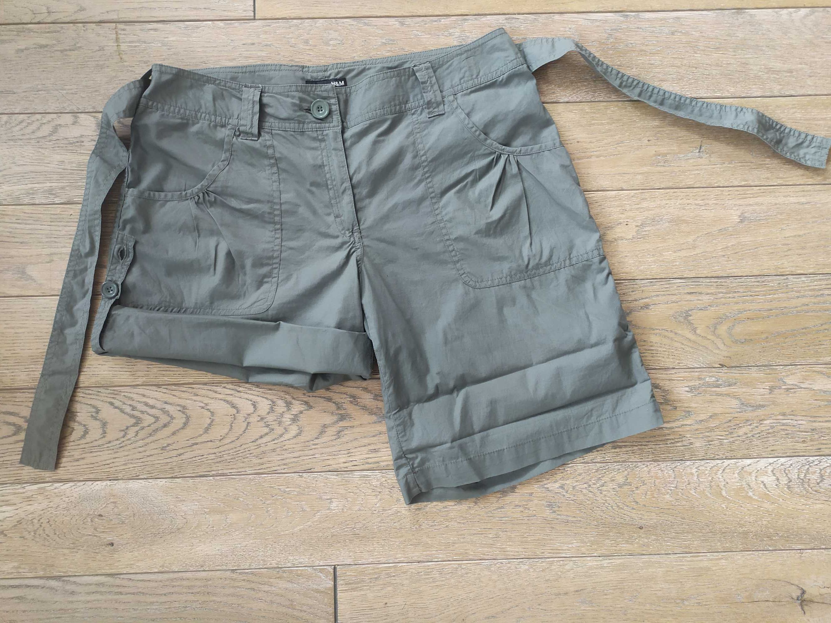 Fajne krótkie spodenki zielone khaki S 36 H&M