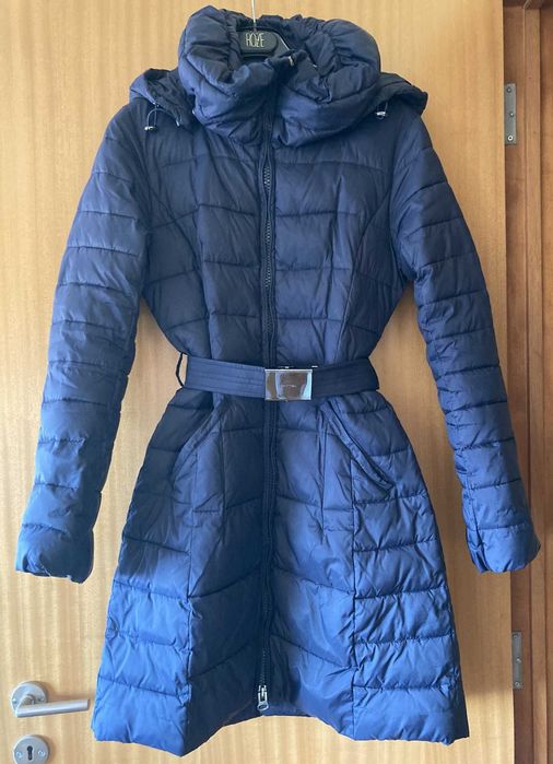 Parka Benetton azul com capuz destacável