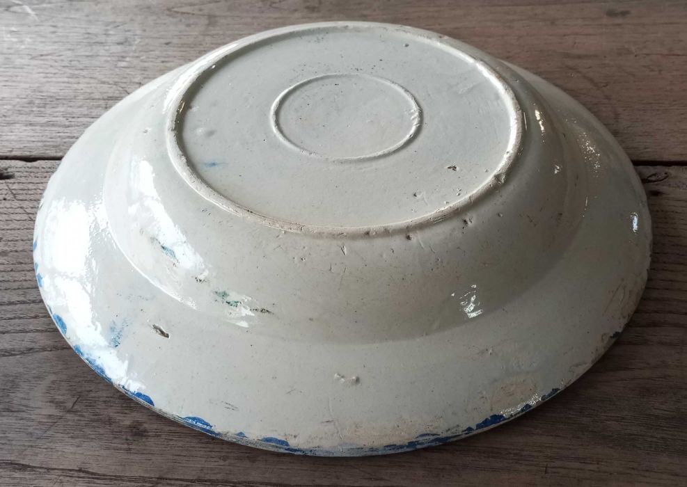 Antigo prato grande Feliz Natal em faiança Portuguesa 32 cm séc XIX/XX