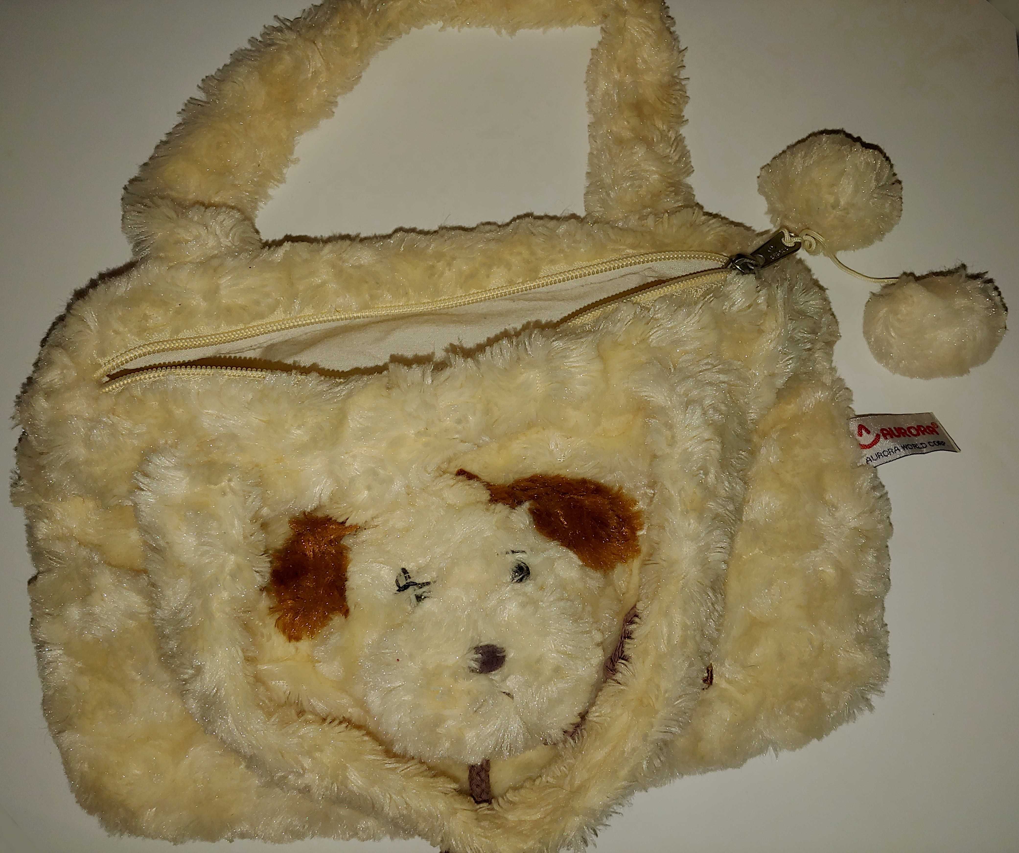Красивая меховая Мягкая сумочка с мордашкой щенка