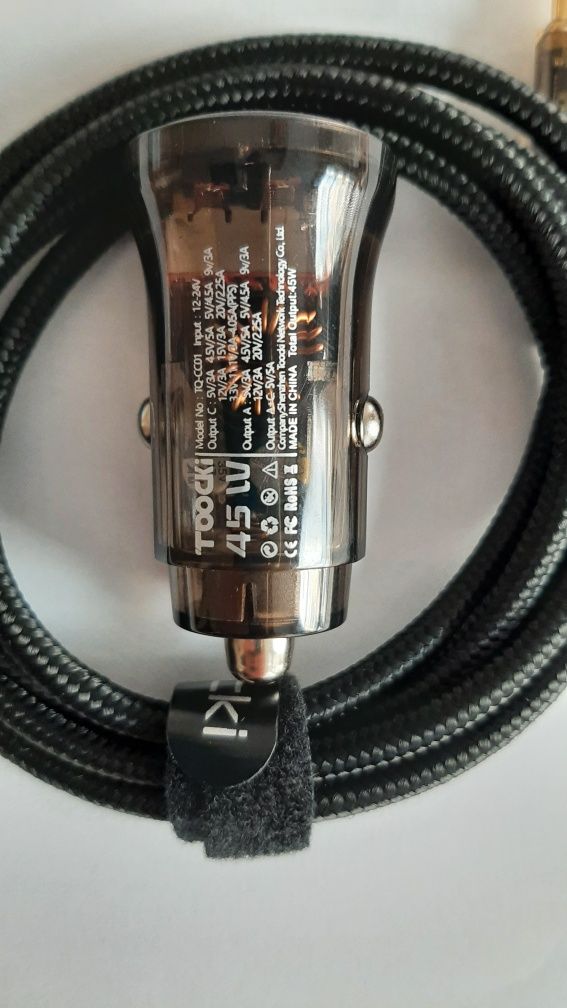 Szybka Ładowarka Samochodowa PD 45W / QC3.0 USB-C + KABEL USB-C TYPE-C