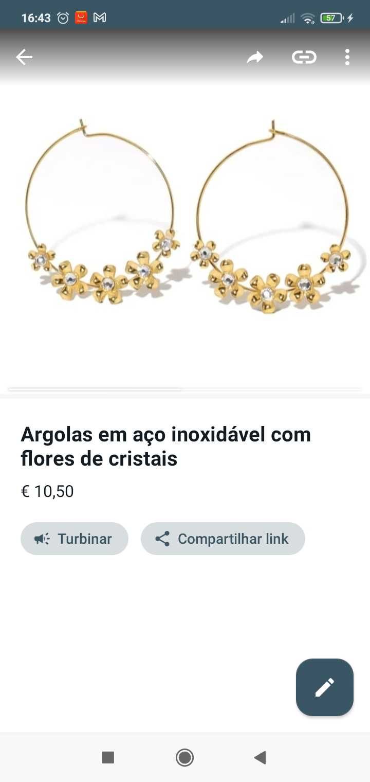 Brincos em aço inoxidável