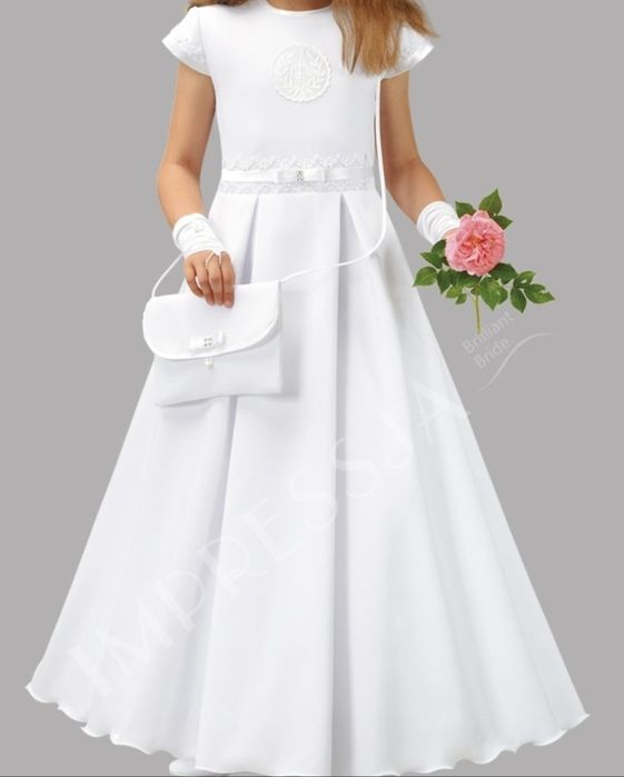 *Impressja* cudna sukienka alba komunijna bolerko torebka halka R.128