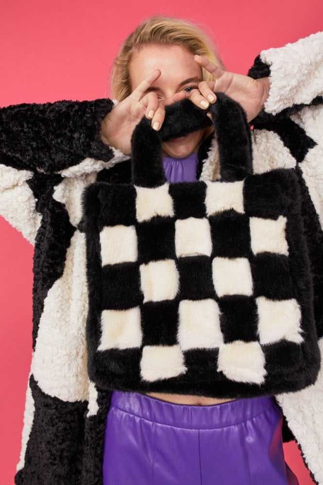 Bolsa JAYLEY Xadrez – Faux Fur (Pele Sintética)  NUNCA USADA