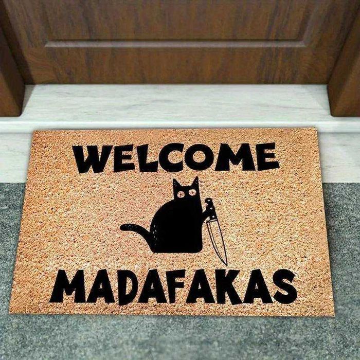 Tapete Welcome Madafakas tapete entrada casa gato preto NOVO