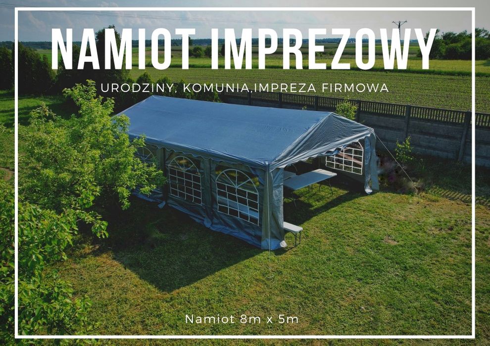 Namiot imprezowy 6/8/10mx5m wynajem impreza firmowa, komunia, urodziny