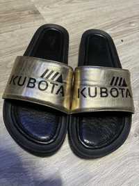 Klapki Kubota Premium Skórzane Złote