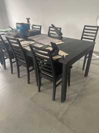 stół dębowy z krzesłami