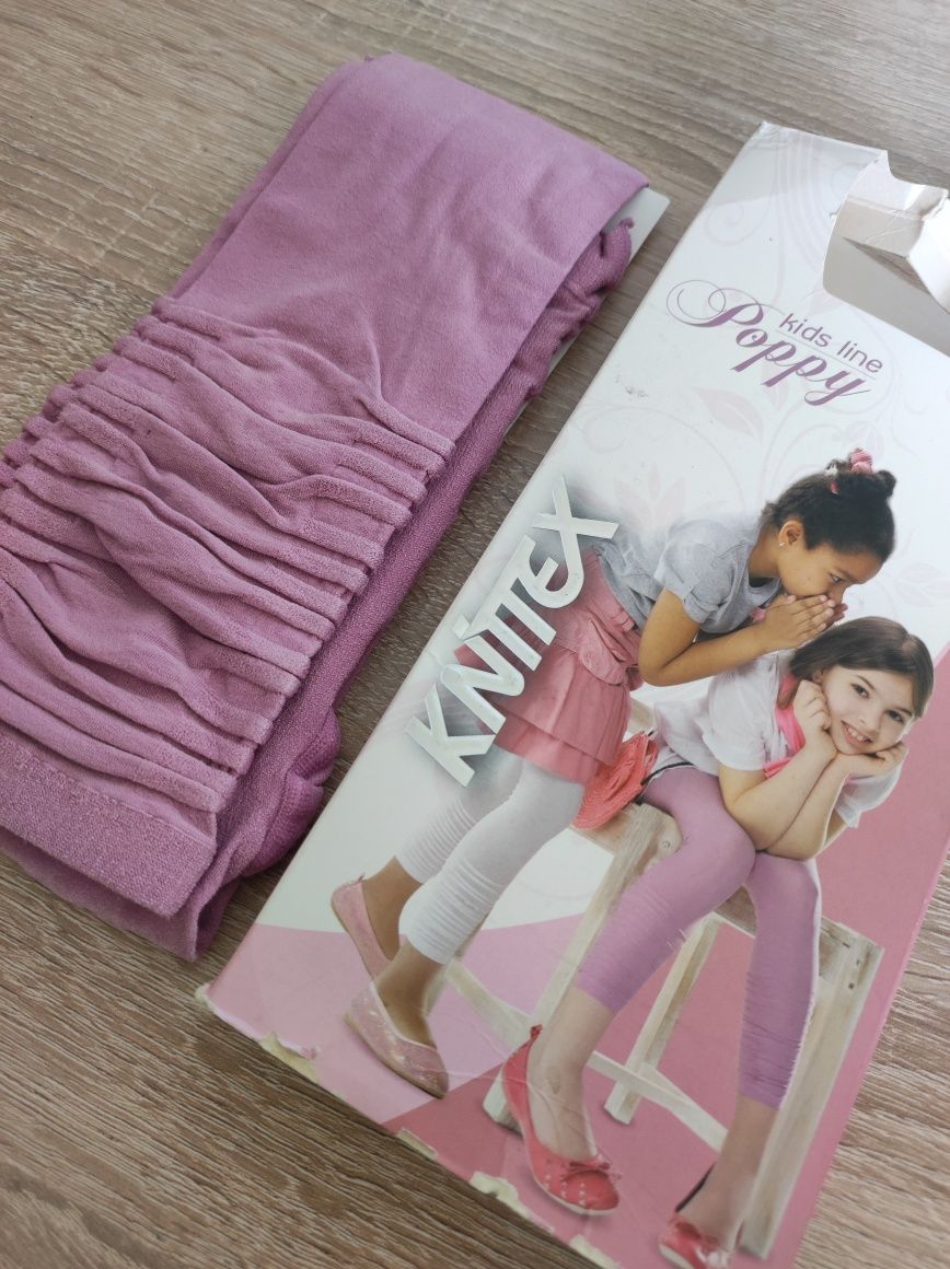 Legginsy dziewczęce z mikrofibry w systemie 3D 140-146 Lawenda