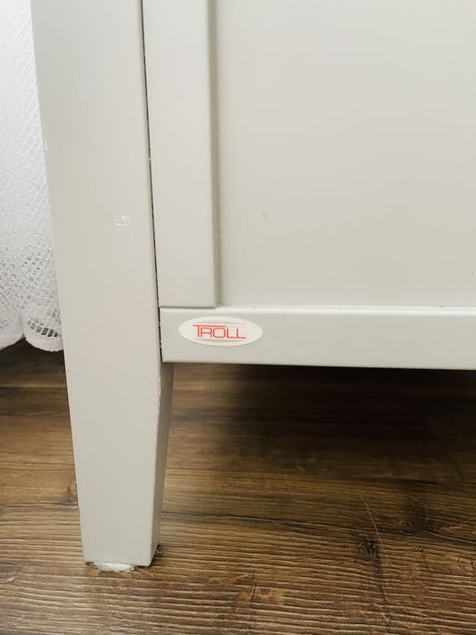 Łóżeczko drewniane solidne TROLL szare 60x120 + materac + ochraniacz