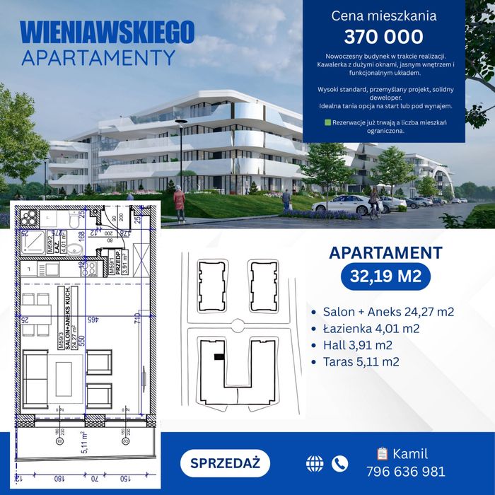 Apartament inwestycyjny / Kawalerka / Mieszkanie 32 m