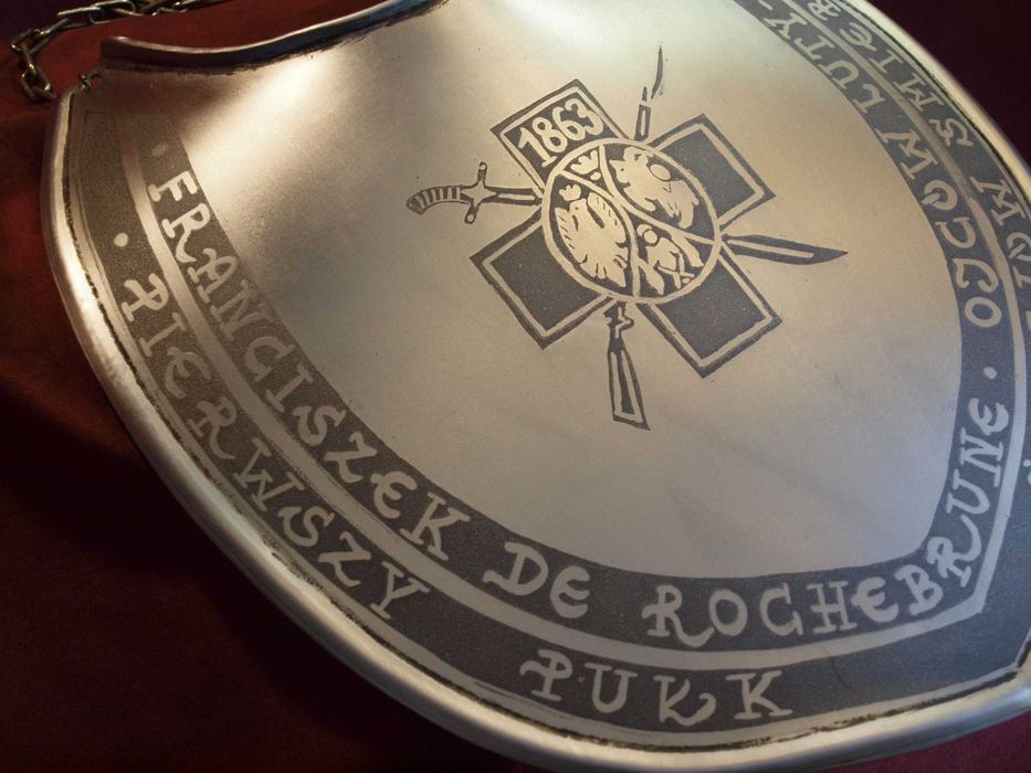 tarcza,  ryngraf Żuawi Śmierci Powstanie Styczniowe 1863 r do szabel