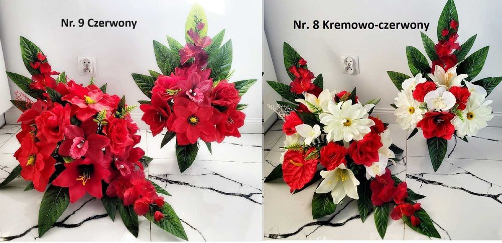 Komplet Stroik na grób, Cmentarz, Kompozycja kwiatowa ,Wiązanka bukiet