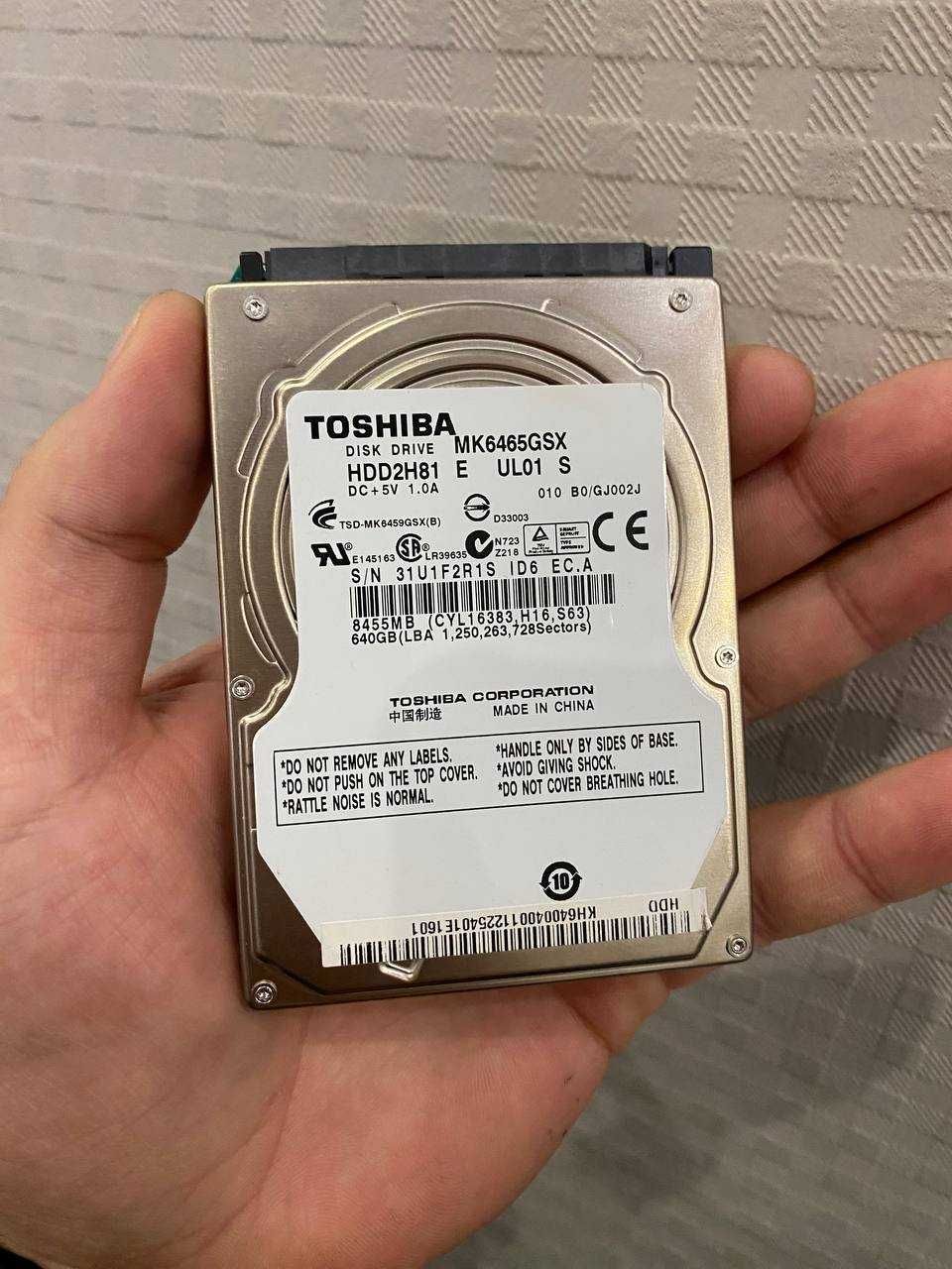 HDD 2.5'' 640GB Toshiba MK6465GSX добрий стан 572 години 377 включень