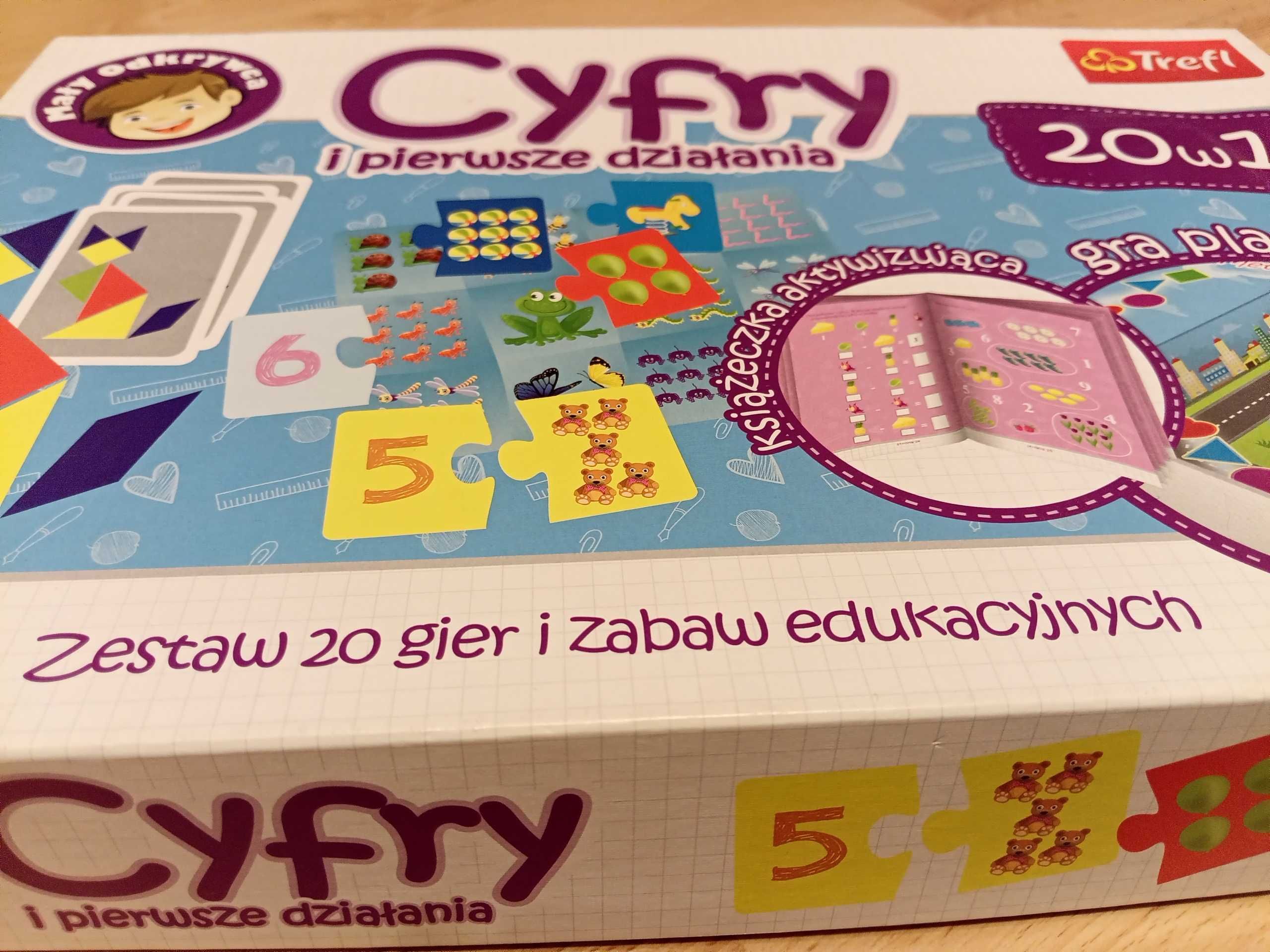 Cyfry działania zestaw 20 gier i zabaw edukacyjnych 4-6  lat