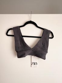 Szary dzianinowy top bralet rozmiar S marka ZARA sweterkowy croptop