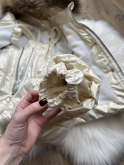 Зимовий напівкомбенізон і куртка , натуральне хутро , комбенізон