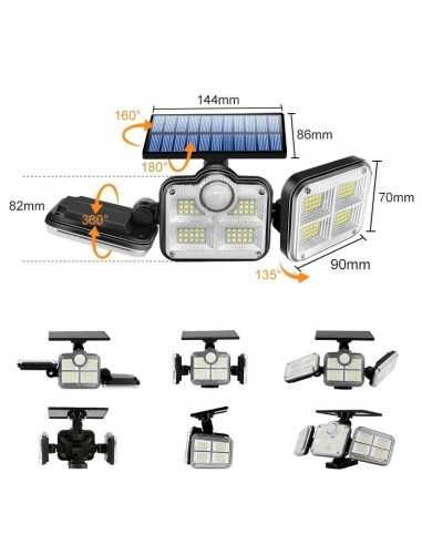 Lampa solarna LED z czujnikiem ruchu 122 led 3 tryby