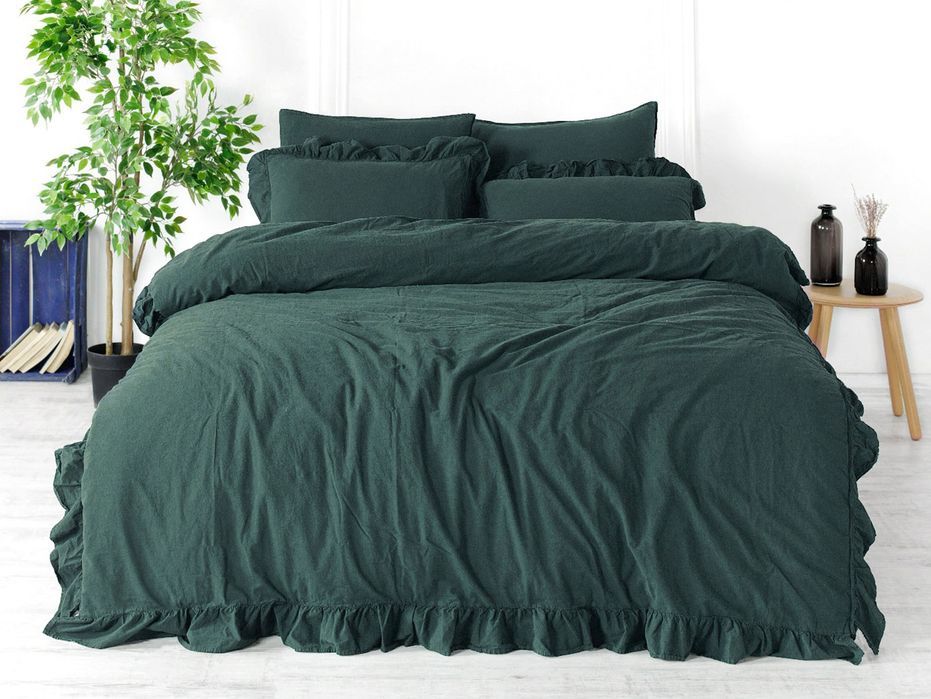 pościel bawełniana dark green/220x200(p) stonewashed