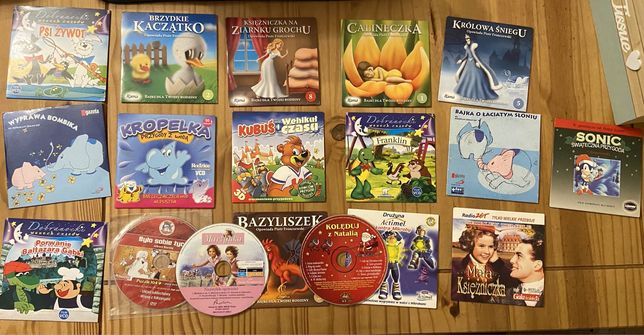 Zestaw Bajek płyt DVD i VCD oraz CD dla dzieci audiobooki gry filmy PC