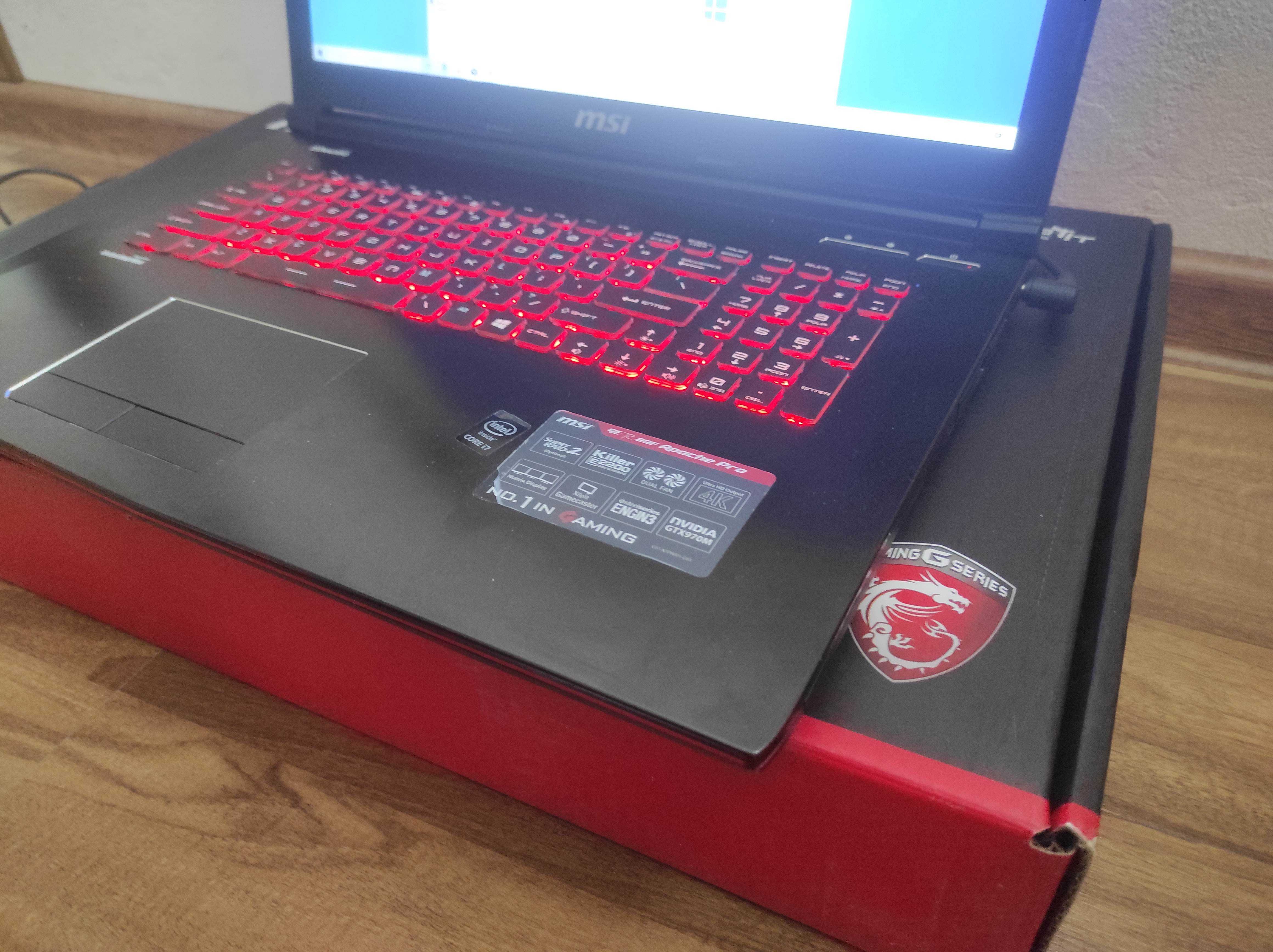 Msi ge72/gt72 17,3cala i7 GTX3GB SSD275 HDD 1tb bez wad ukryty wysyłam