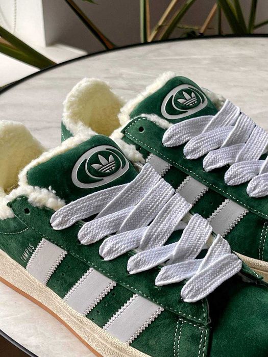 ЗНИЖКА! 40(25,5) Adidas Campus Green Fur зимові замшеві адідас кампус