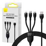 Kabel Baseus 3W1 66W Usb-C, Microusb, Lightning 1.2M Czarny