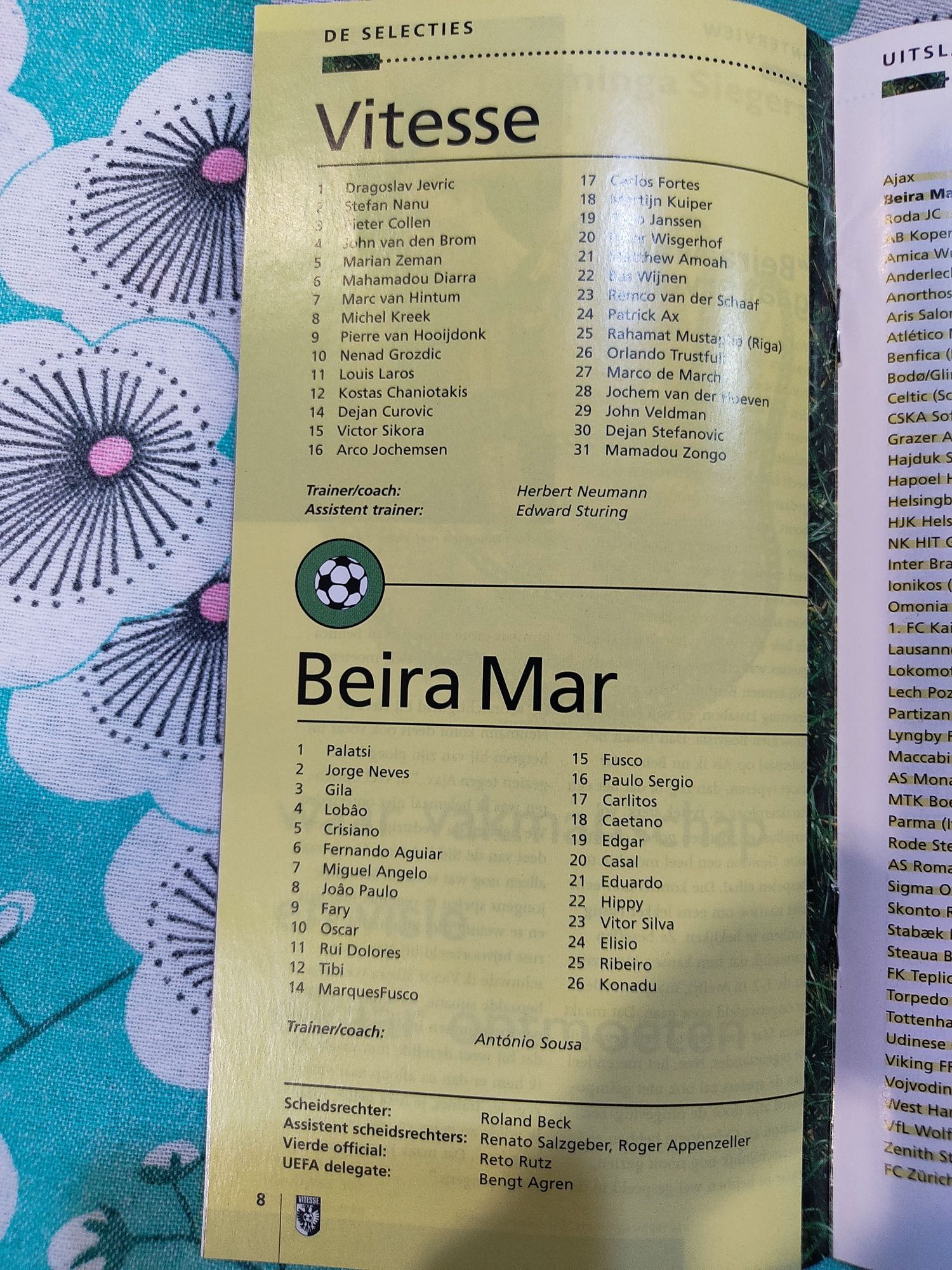 Programa de Vitesse Beira Mar taça de taças 1999/2000