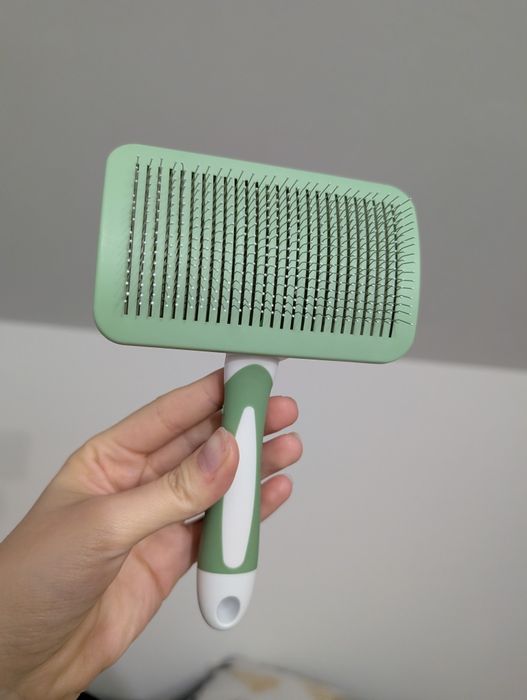 Szczotka pudlówka dla psa lub kota zielona