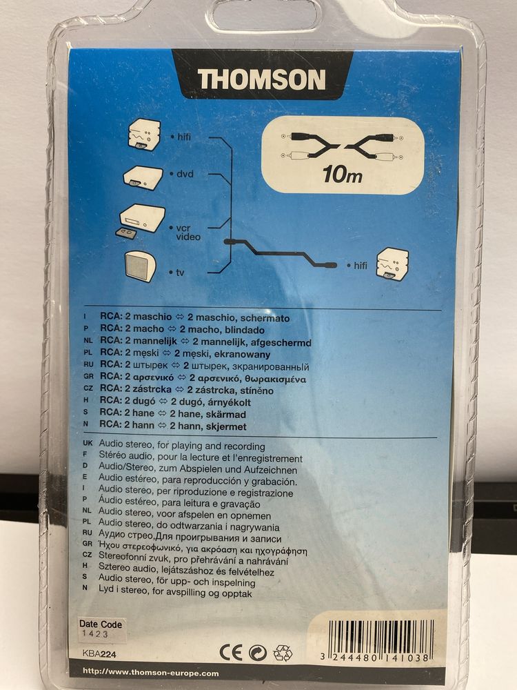 Kabel audio 2 rca - 2 rca Thomson 10m
