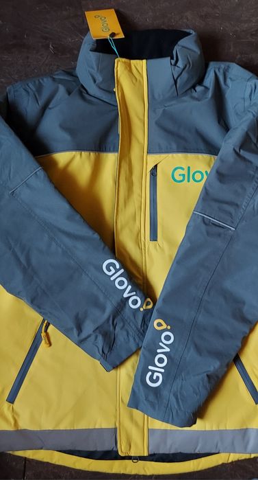 Kurtka kurier zimowa polarowa ciepła z kaputerm Glovo Uber Eats XXL