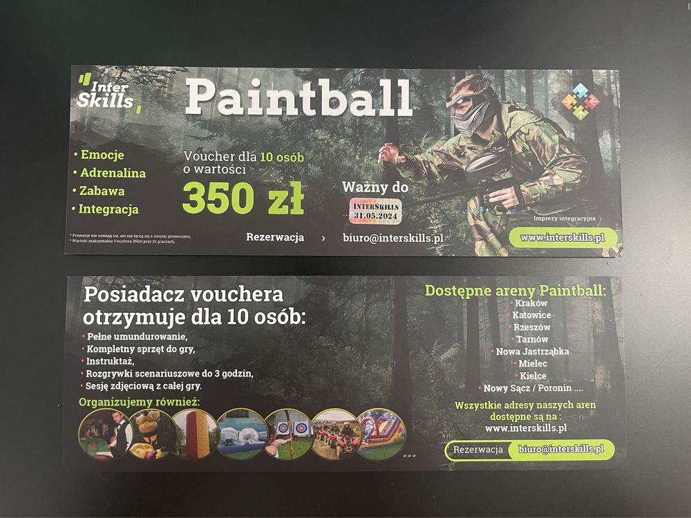 Paintball voucher do 10 osób!