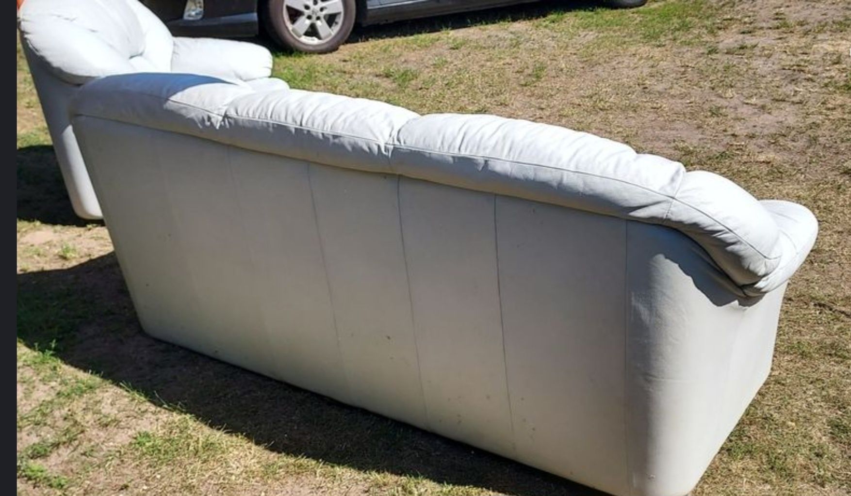 Zestaw skóra naturalna fotel i sofa rozkladana