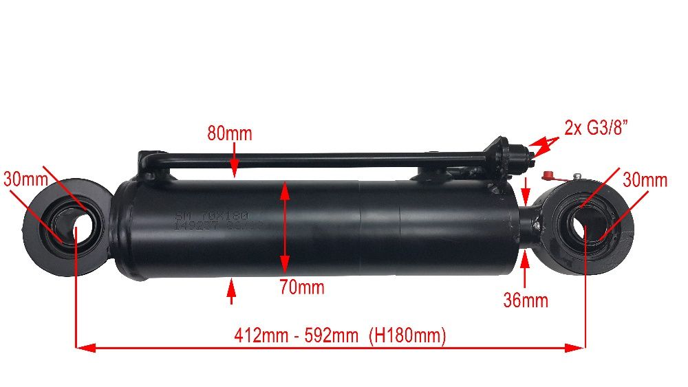 SIŁOWNIK hydrauliczny cylinder 70x36 SKOK 180 POZLIFT [1240]