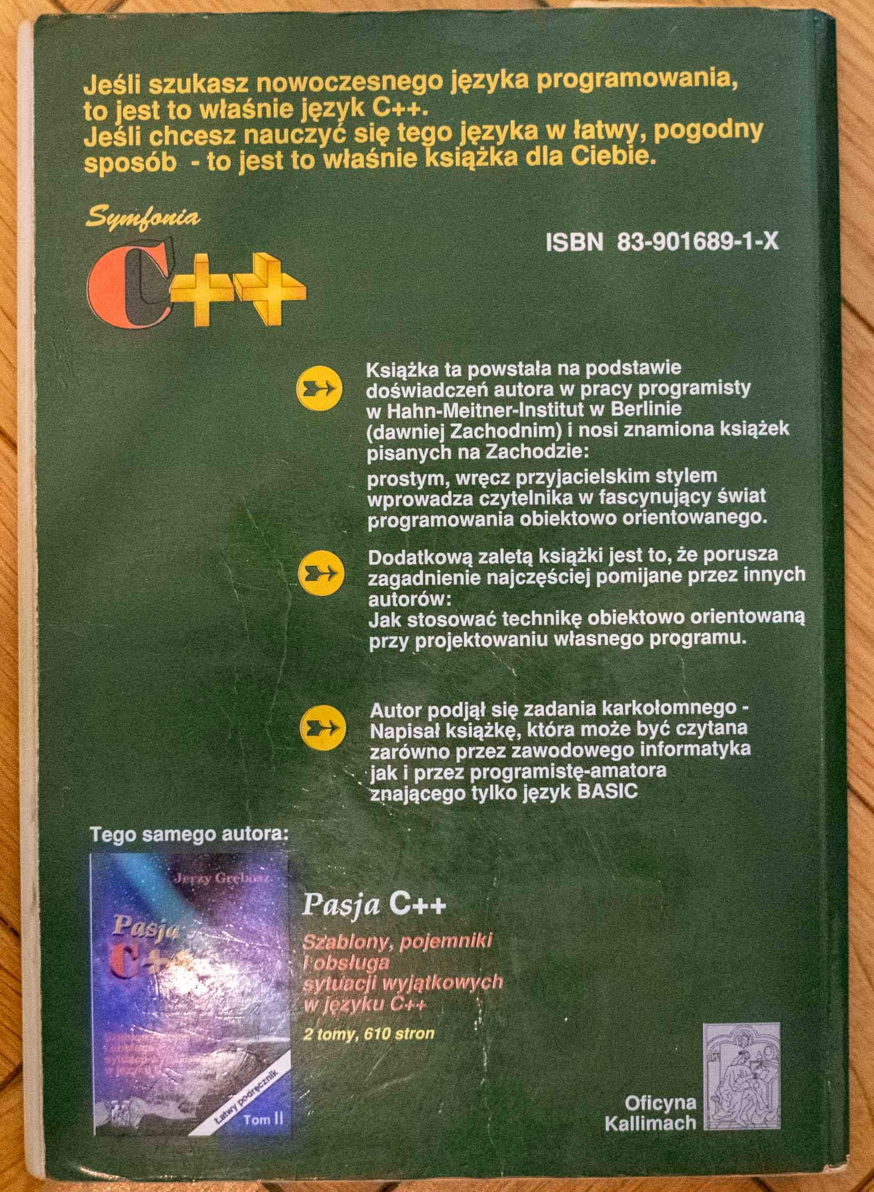 Symfonia C++ Jerzy Grębosz Oficyna Kallimach 2000 programowanie