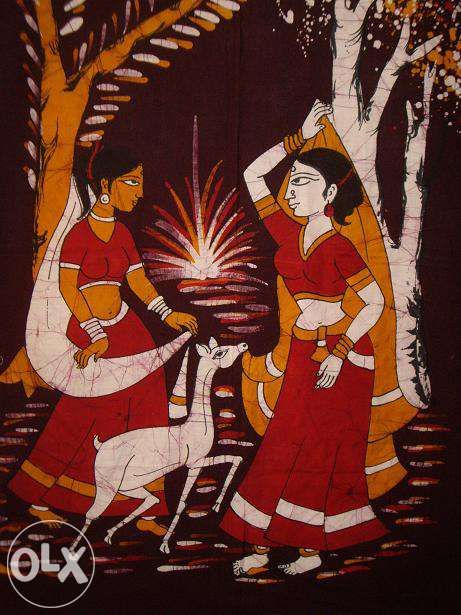 Batik indiano em algodão pintado à mão