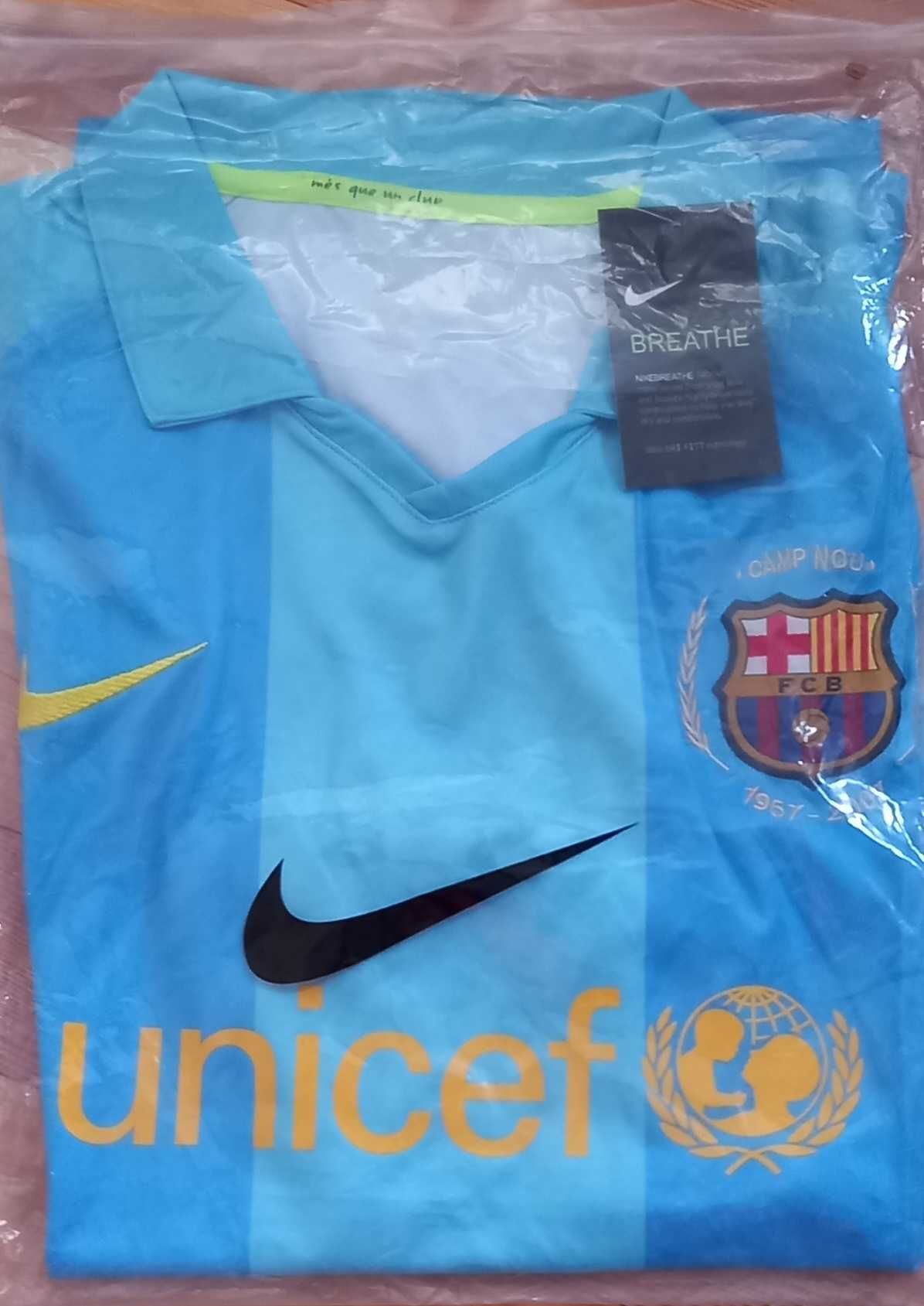 Koszulka FC Barcelona, model retro, 2007/08, Nike, nowa, błękitna