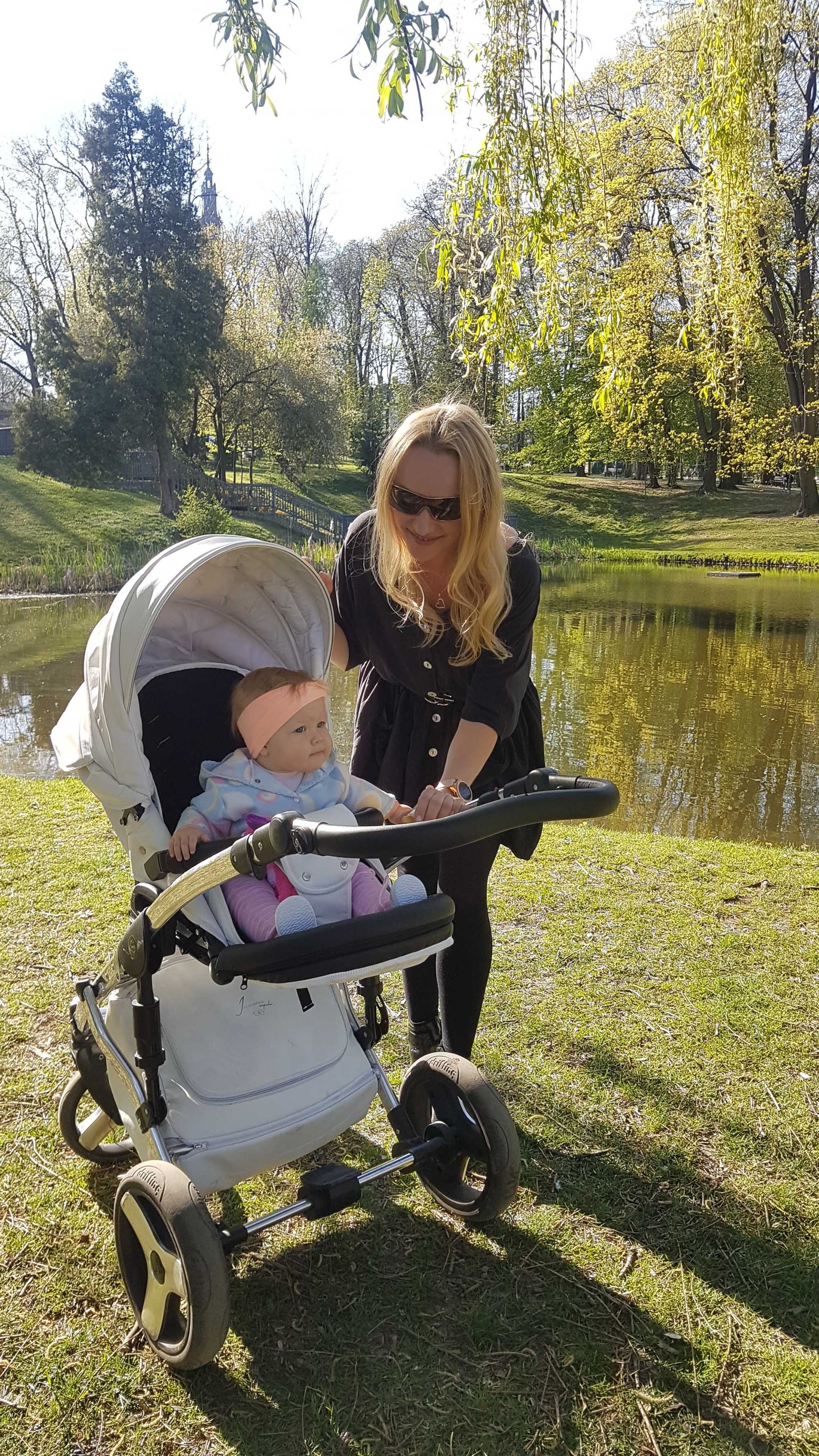 PROMOCJA! Wózek Junama biały eco skóra full wypos. NOWY 3w1 + GRATISY