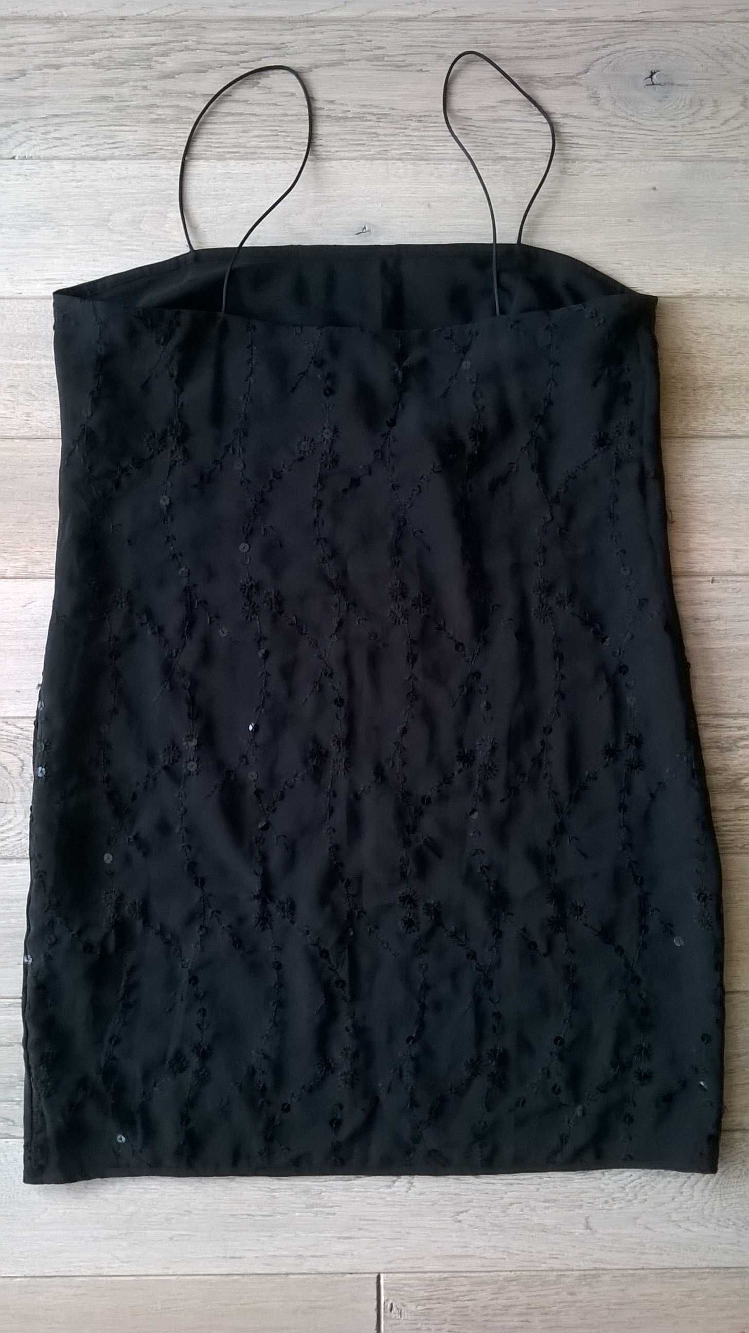 Czarna sukienka mała czarna elegancka Wyszywana Cekiny rozmiar S M