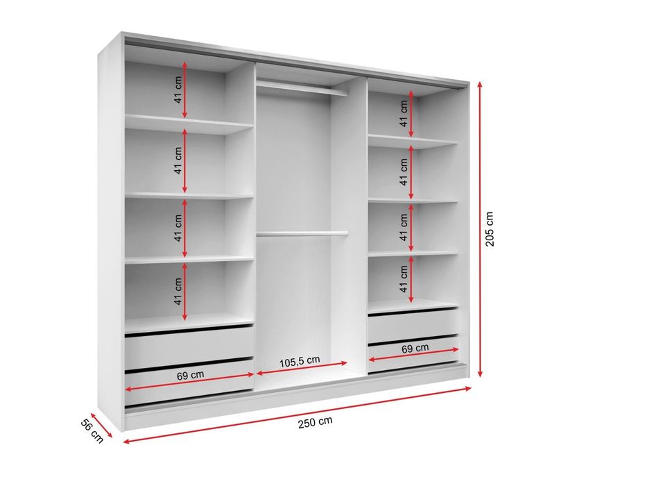 Nowoczesna szafa przesuwna 250 cm do sypialni PROMOCJA