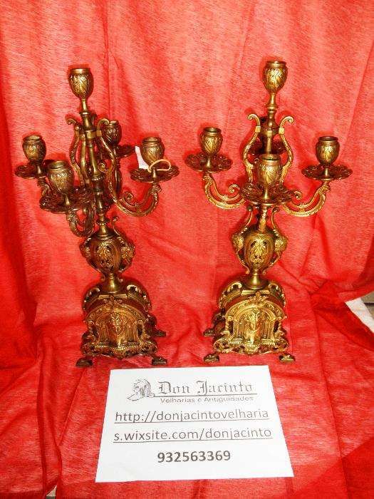 Par Candelabros 5 Lumes Latão Bronzeado