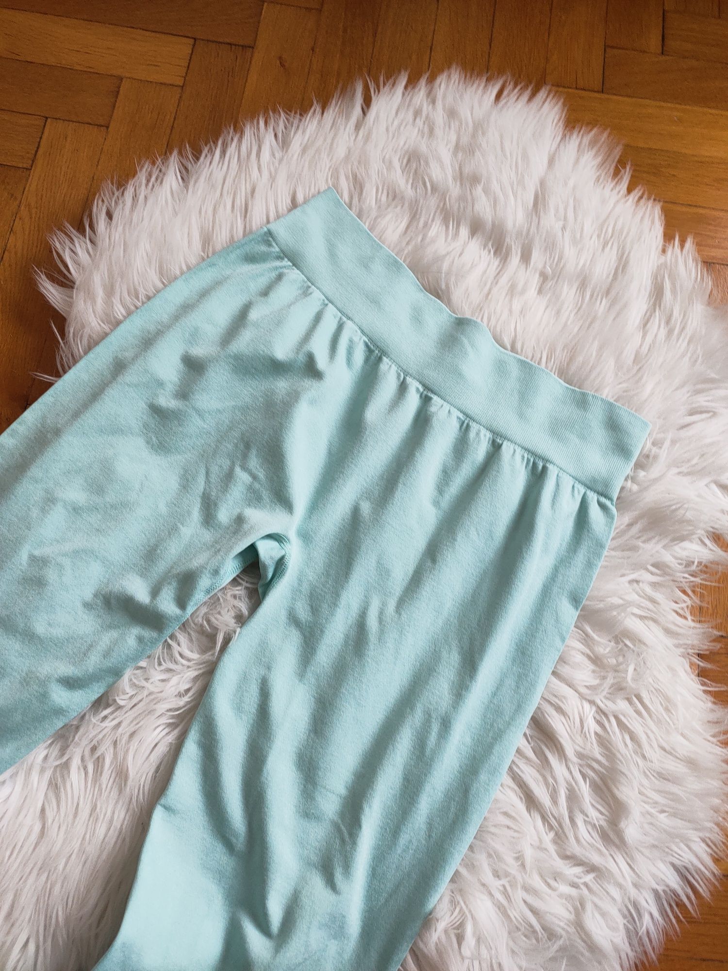 Legginsy treningowe do ćwiczeń turkusowe wysoki stan xl