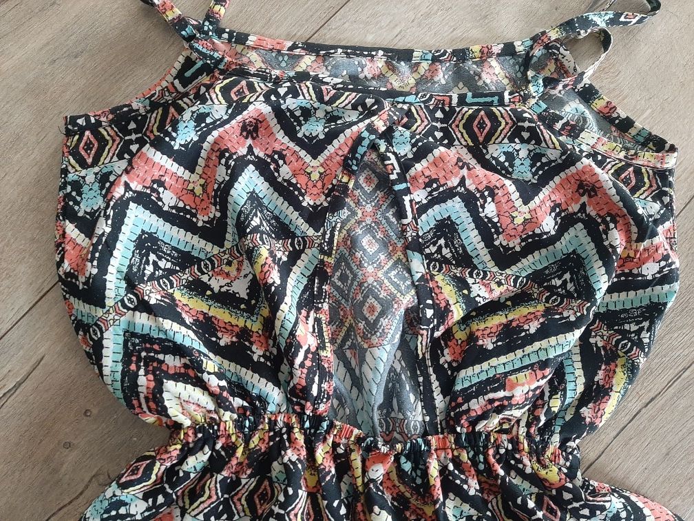 Kombinezon letni wzory boho retro wycięcie na plecach xxs xs 32 34