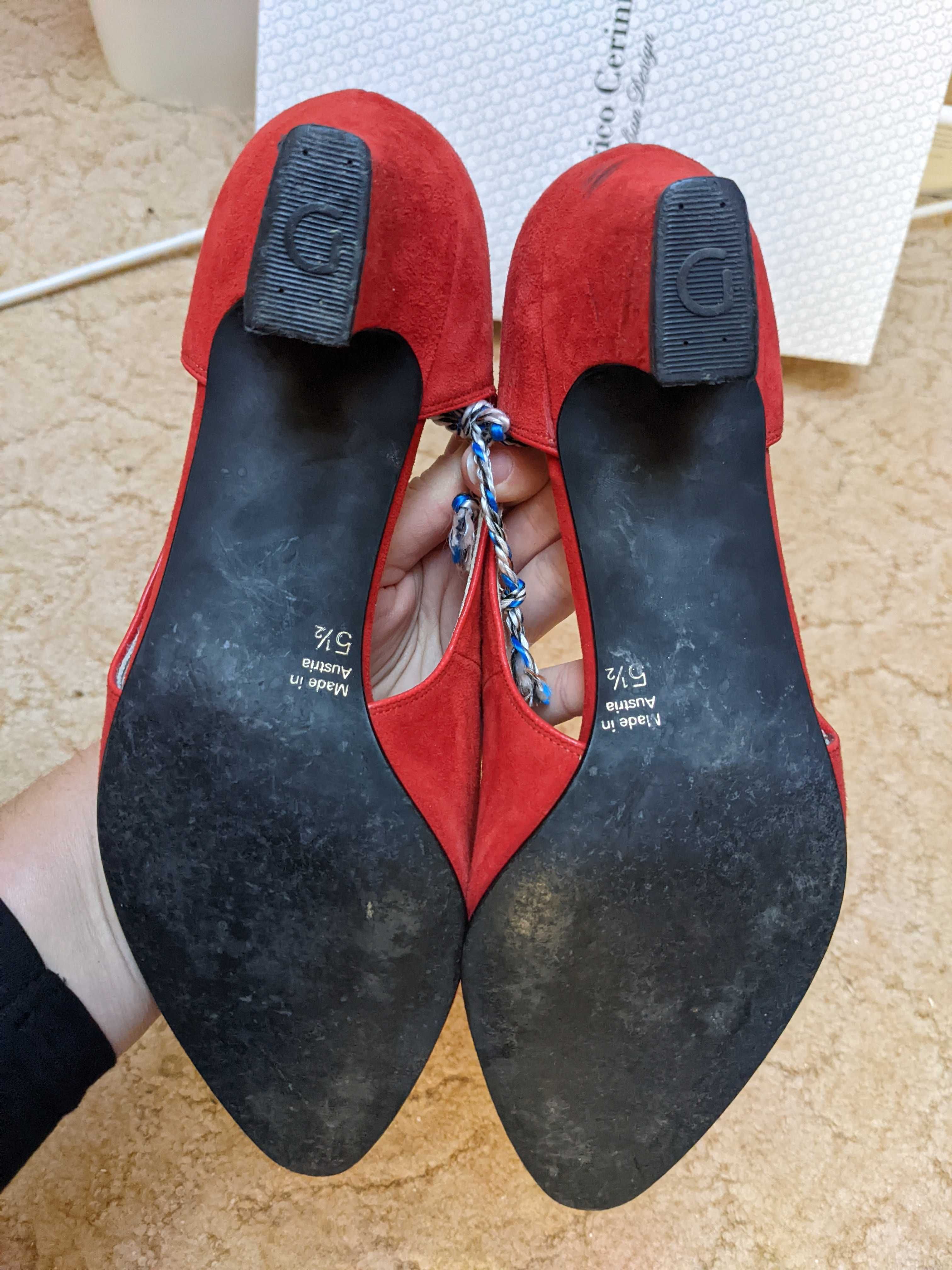 Кожаные красные туфли с Италии, 25 см