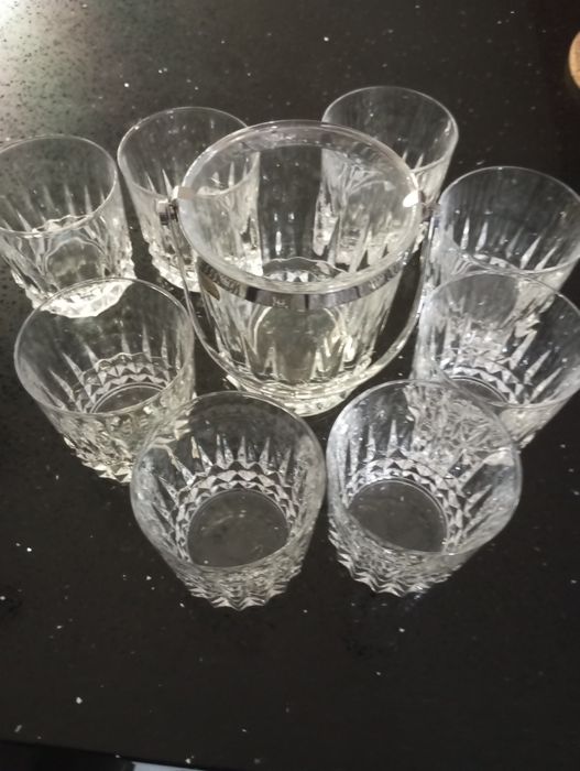 Conjunto de copos e balde cristal